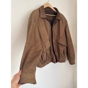 St. John's Bay Vintage Classic Suede Bomber Jacket, Size Large